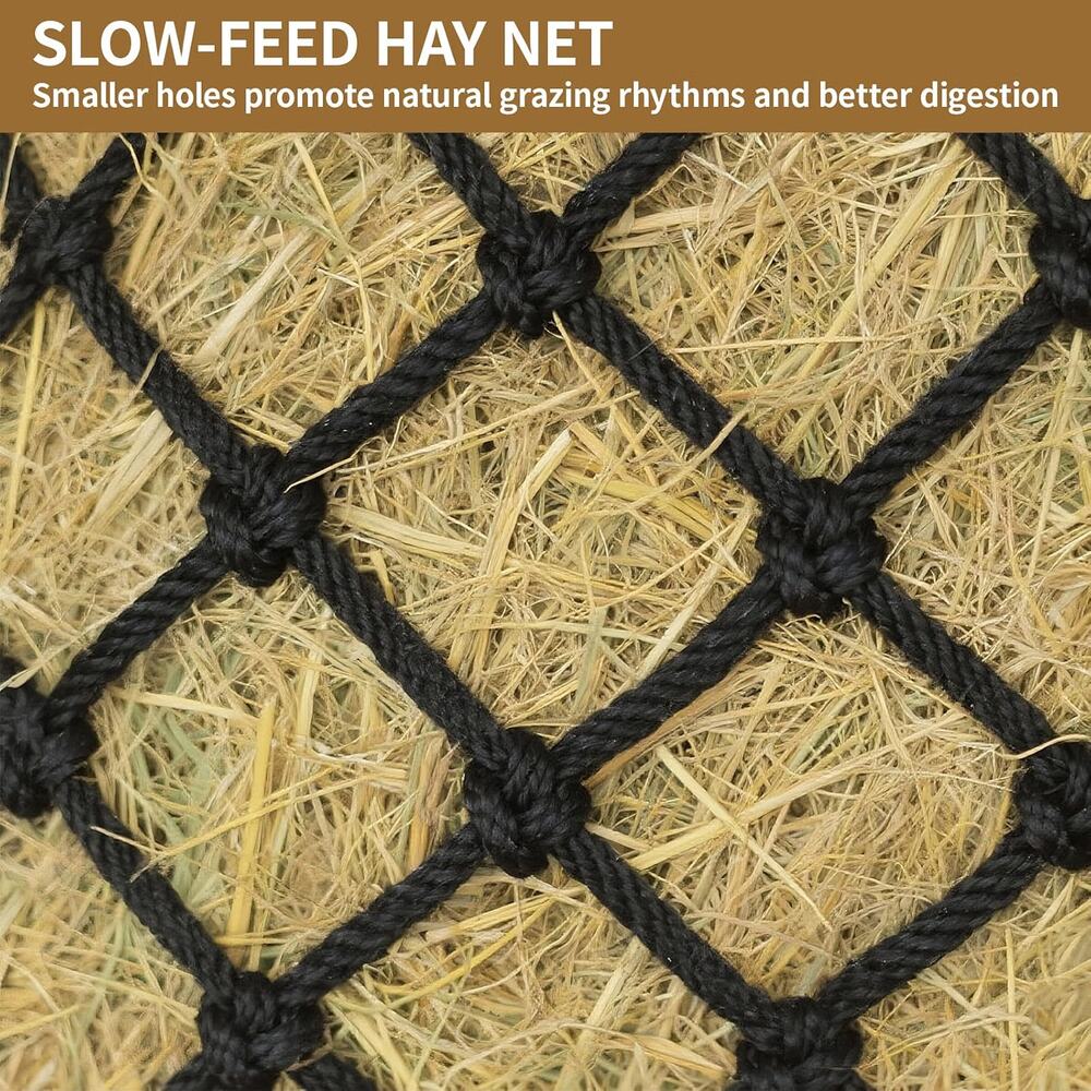 MJFSGYO 2 Pack 40" Slow Feed Horse Hay Nets Black Nylon Feeder Bags New - Picture 6 of 8